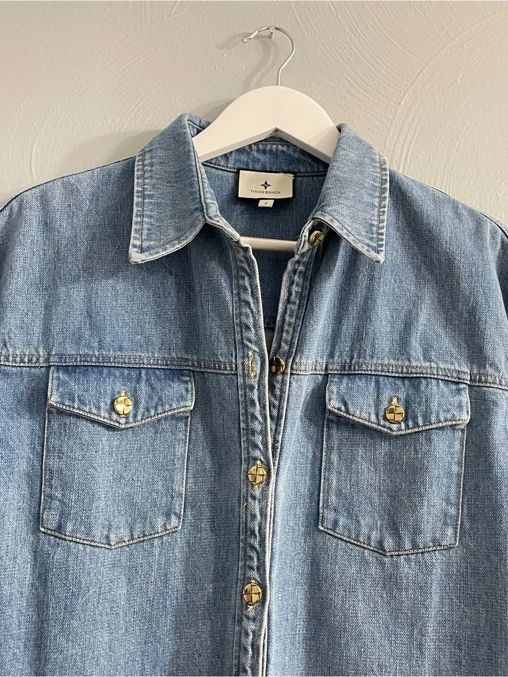 Tuckernuck Women’s Denim Shirt Jacket Chessy Shacket Size S